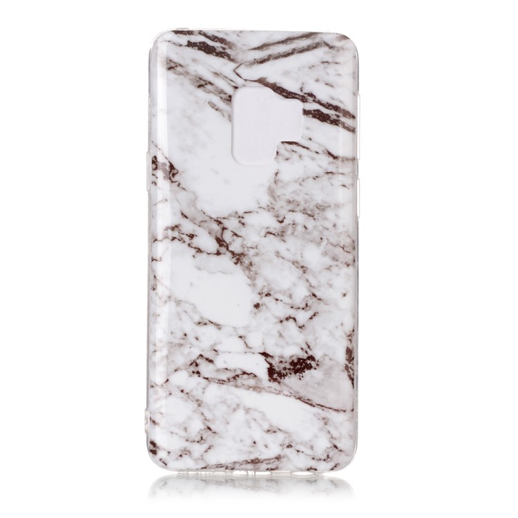 Marble Pattern IMD Soft TPU Mobile Case Accessory for Samsung Galaxy S9 G960 - White / Grey-1