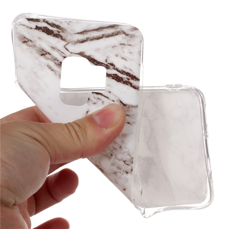 Marble Pattern IMD Soft TPU Mobile Case Accessory for Samsung Galaxy S9 G960 - White / Grey-2