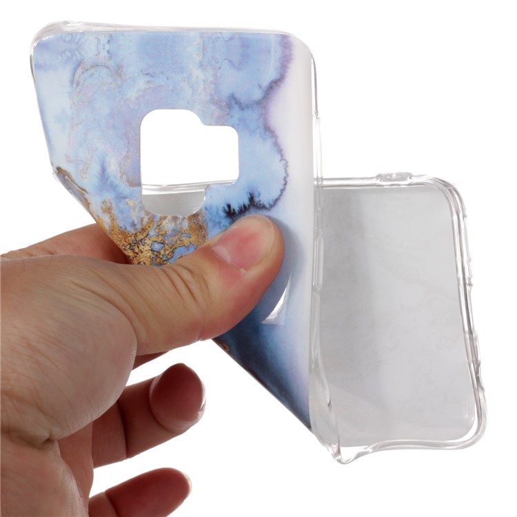 For Samsung Galaxy S9 G960 Marble Pattern IMD TPU Phone Back Cover - Baby Blue-4