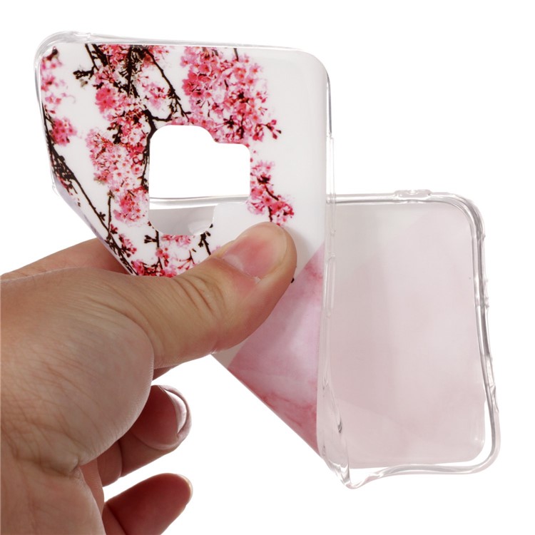 Marble Pattern IMD TPU Lightweight Case for Samsung Galaxy S9 G960 - Pink Folwer-4
