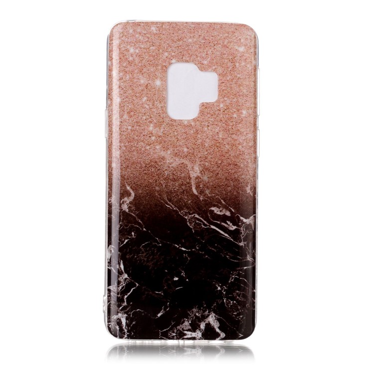 For Samsung Galaxy S9 G960 Marble Pattern IMD TPU Soft Cover - Orange / Black-1