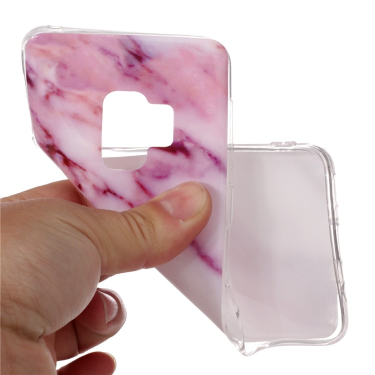 Marble Pattern IMD TPU Mobile Accessory Cover for Samsung Galaxy S9 G960 - Pink / White-4