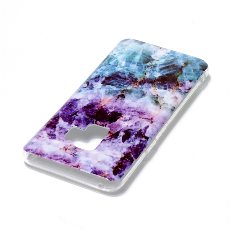 Marble Pattern IMD TPU Mobile Phone Lightweight Flexible Casing for Samsung Galaxy S9 G960 - Purple / Green-3