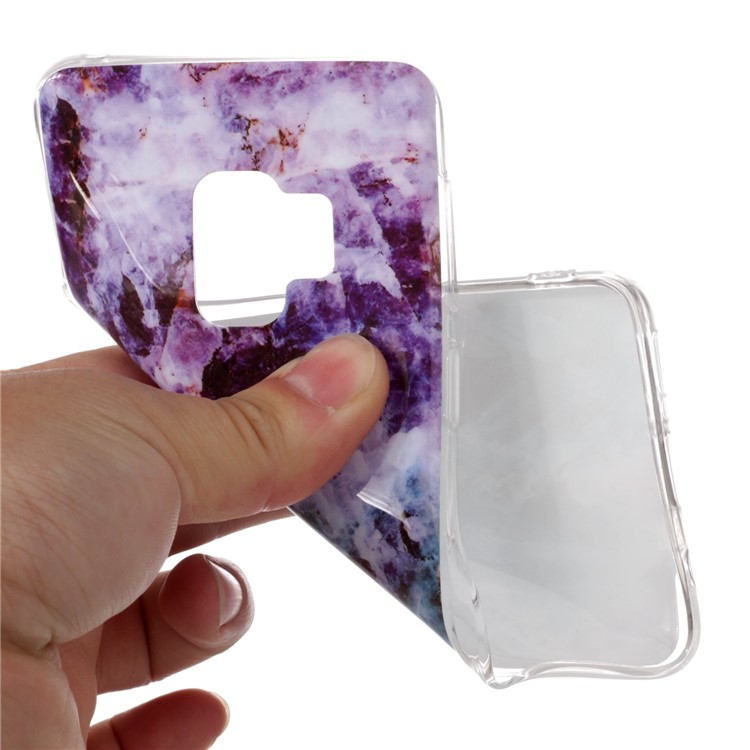Marble Pattern IMD TPU Mobile Phone Lightweight Flexible Casing for Samsung Galaxy S9 G960 - Purple / Green-4