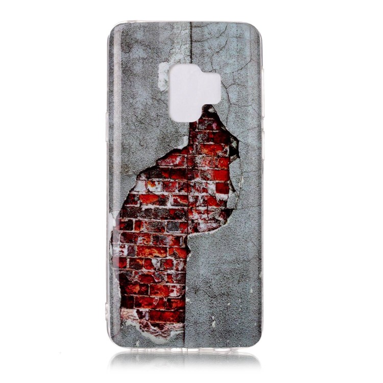 For Samsung Galaxy S9 G960 Patterned IMD TPU Phone Protection Case Accessory - Red Brick-1