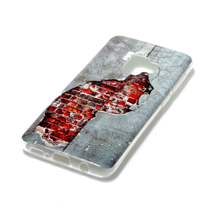 For Samsung Galaxy S9 G960 Patterned IMD TPU Phone Protection Case Accessory - Red Brick-2