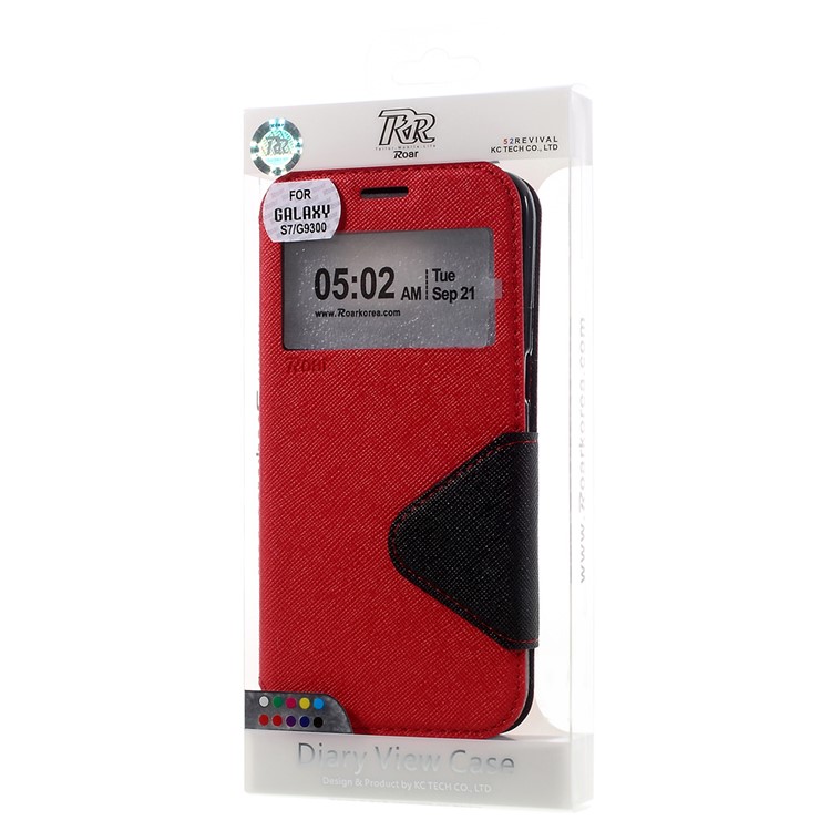 ROAR Diary Window View Leather Card Holder Case for Samsung Galaxy S7 - Red-10