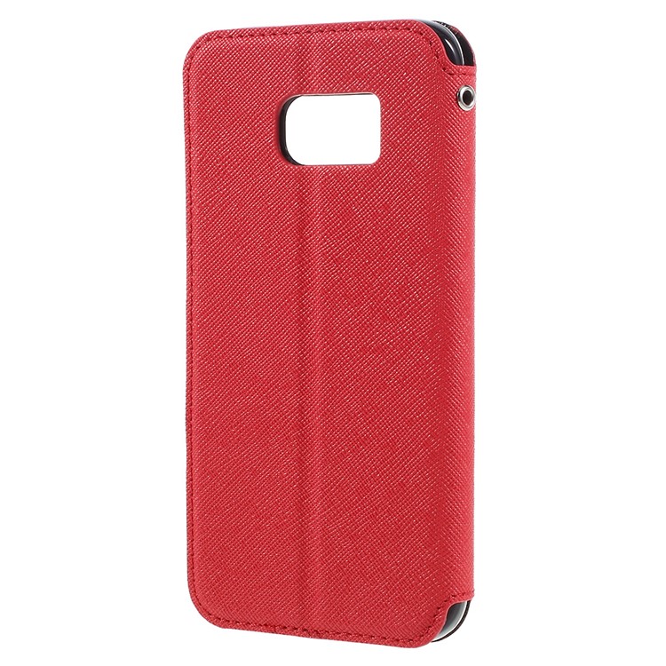 ROAR Diary Window View Leather Card Holder Case for Samsung Galaxy S7 - Red-2