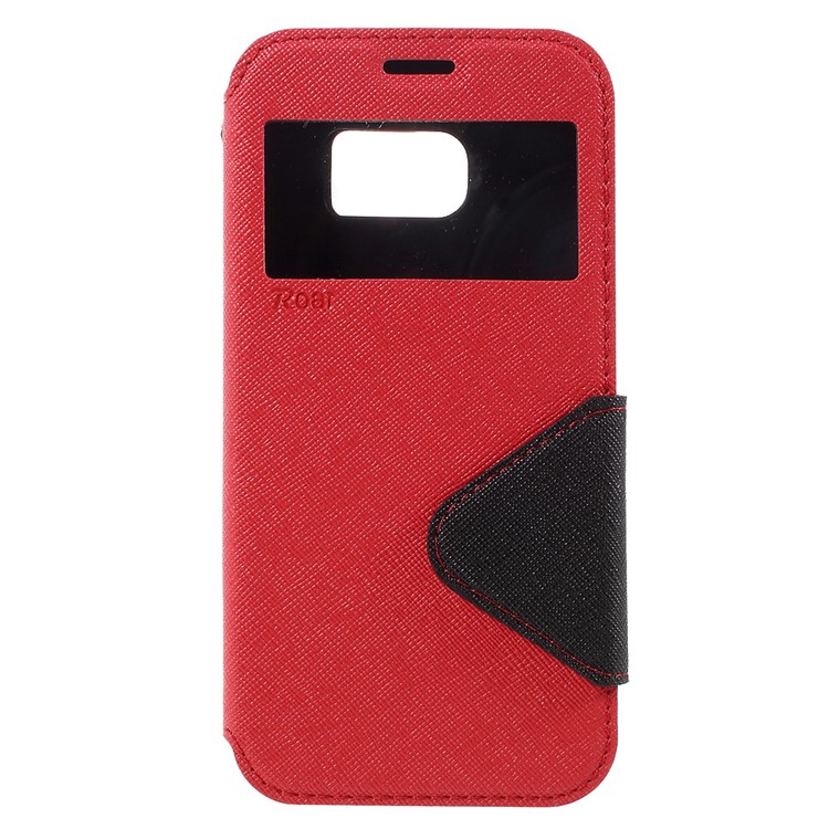 ROAR Diary Window View Leather Card Holder Case for Samsung Galaxy S7 - Red-3