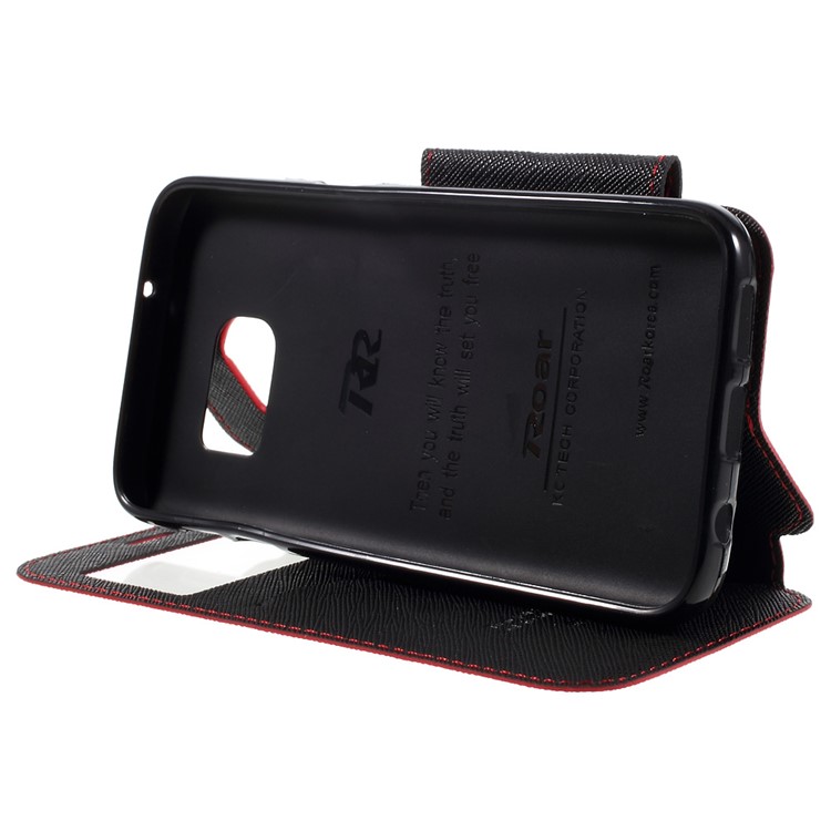 ROAR Diary Window View Leather Card Holder Case for Samsung Galaxy S7 - Red-4