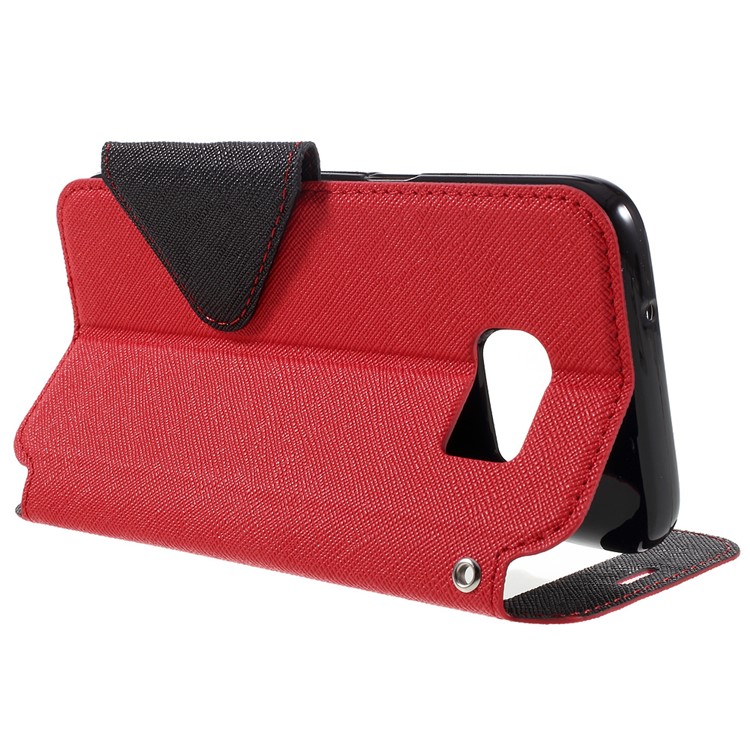 ROAR Diary Window View Leather Card Holder Case for Samsung Galaxy S7 - Red-5