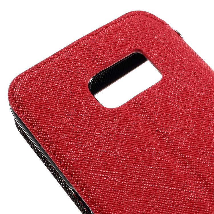 ROAR Diary Window View Leather Card Holder Case for Samsung Galaxy S7 - Red-9