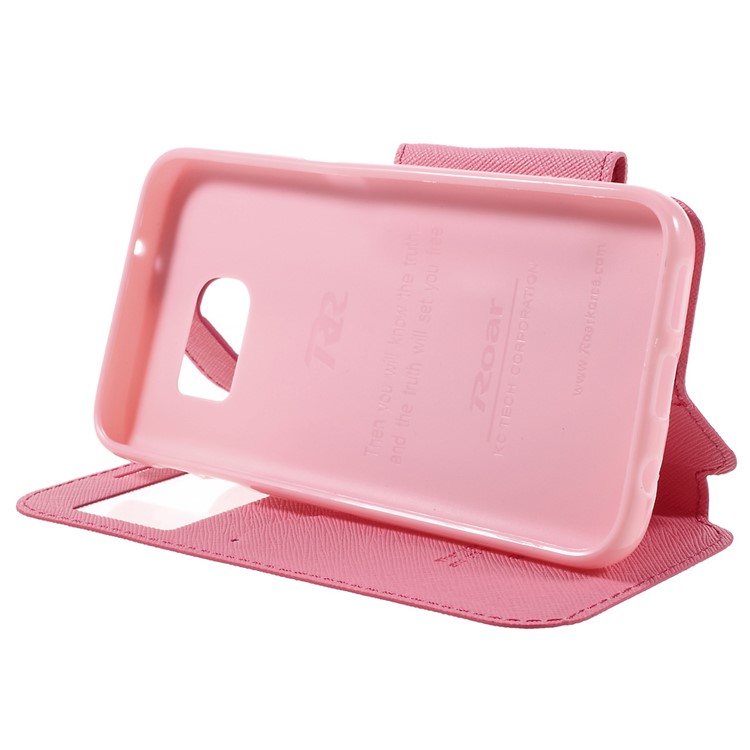 ROAR Diary Window View Leather Phone Case for Samsung Galaxy S7 - Rose-4