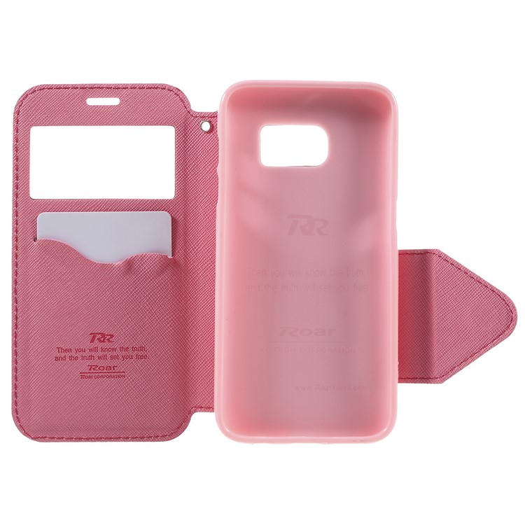 ROAR Diary Window View Leather Phone Case for Samsung Galaxy S7 - Rose-6