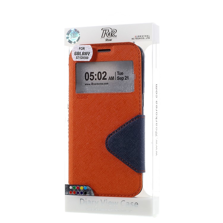 ROAR KOREA Diary Window View Phone Leather Stand Case for Samsung Galaxy S7 - Orange-10