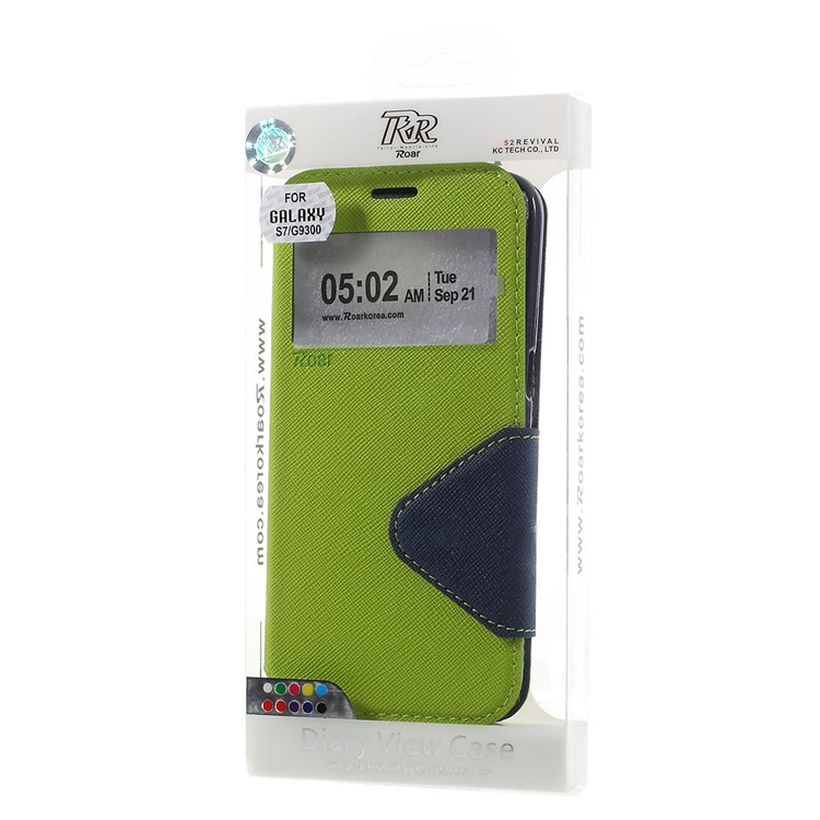 ROAR Diary Window View Leather Stand Case Cover for Samsung Galaxy S7 - Green-10