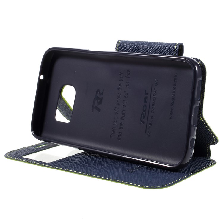 ROAR Diary Window View Leather Stand Case Cover for Samsung Galaxy S7 - Green-4