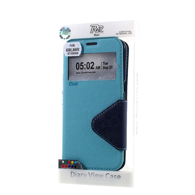 ROAR Diary Window View Leather Stand Case for Samsung Galaxy S7 - Baby Blue-10