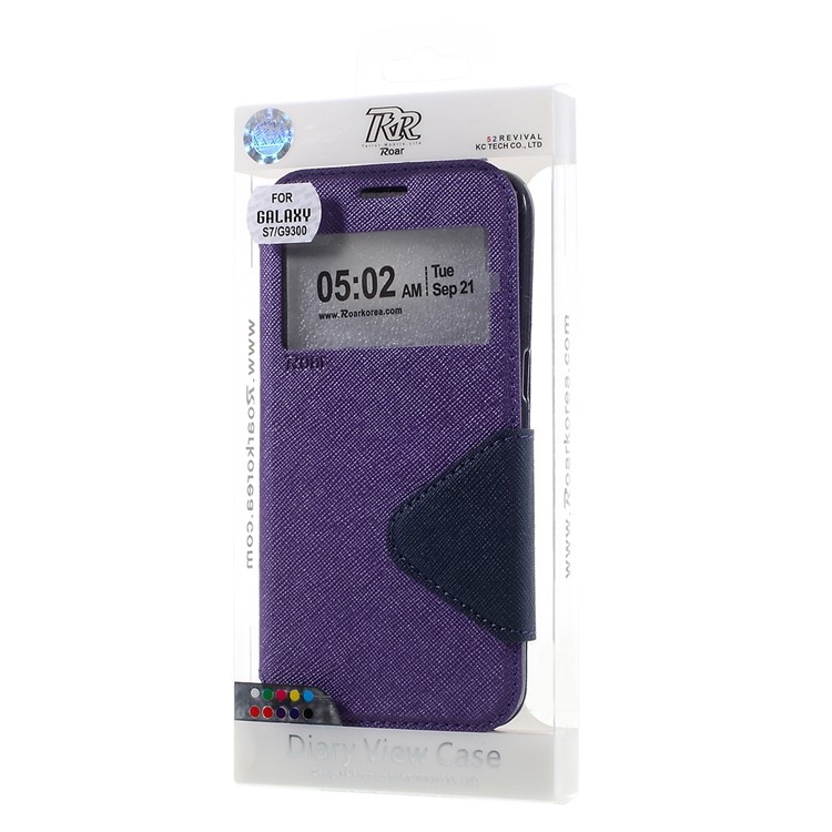 ROAR Diary Window View Leather Stand Case for Samsung Galaxy S7 - Purple-10