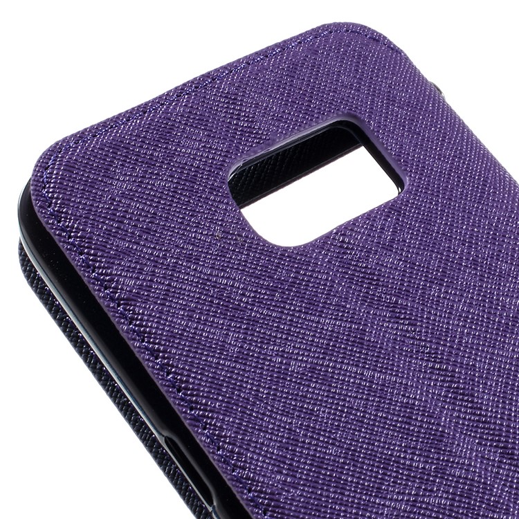 ROAR Diary Window View Leather Stand Case for Samsung Galaxy S7 - Purple-9