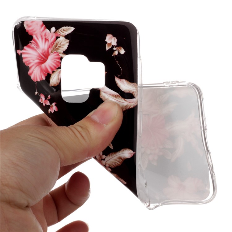 IMD Patterned TPU Mobile Phone Cover for Samsung Galaxy S9 SM-G960 - Pink Flower-4