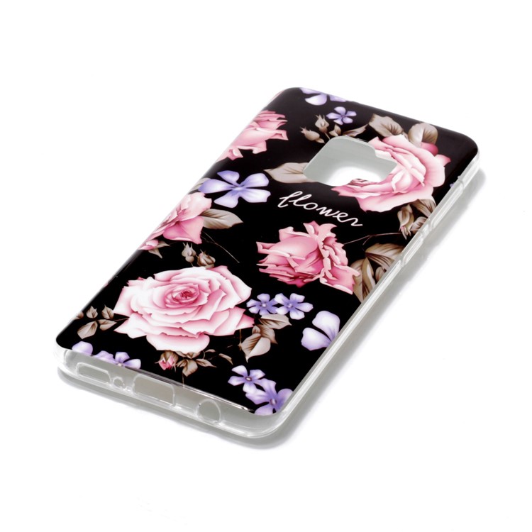 IMD Patterned TPU Mobile Casing Cover for Samsung Galaxy S9 SM-G960 - Pink Rose Flower-2