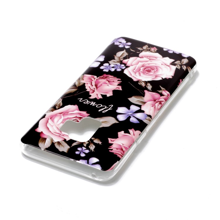 IMD Patterned TPU Mobile Casing Cover for Samsung Galaxy S9 SM-G960 - Pink Rose Flower-3