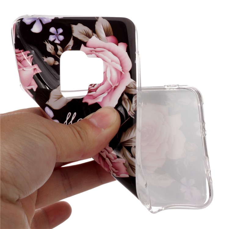 IMD Patterned TPU Mobile Casing Cover for Samsung Galaxy S9 SM-G960 - Pink Rose Flower-4