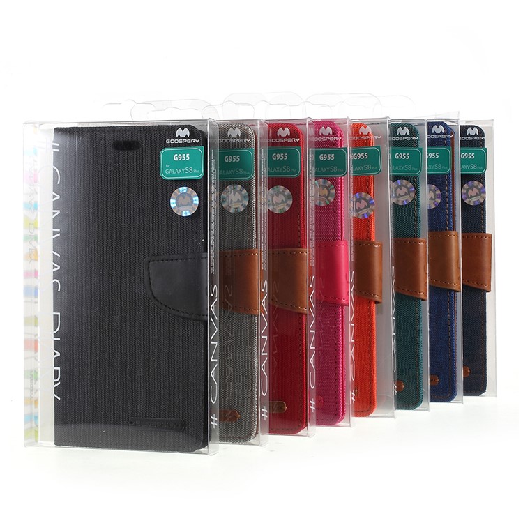 MERCURY GOOSPERY Canvas Diary Leather Wallet Case for Samsung Galaxy S8 Plus SM-G955 - Black-11