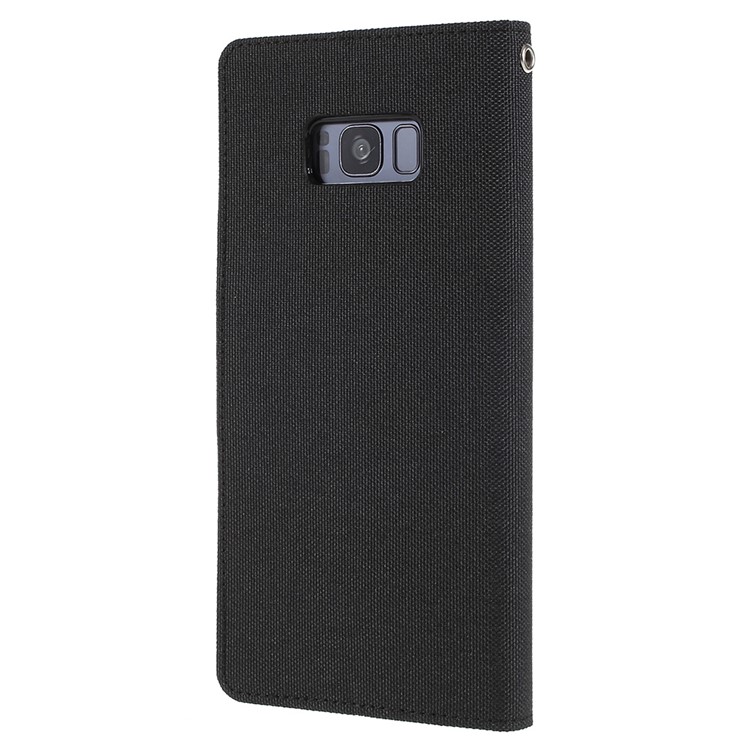 MERCURY GOOSPERY Canvas Diary Leather Wallet Case for Samsung Galaxy S8 Plus SM-G955 - Black-2