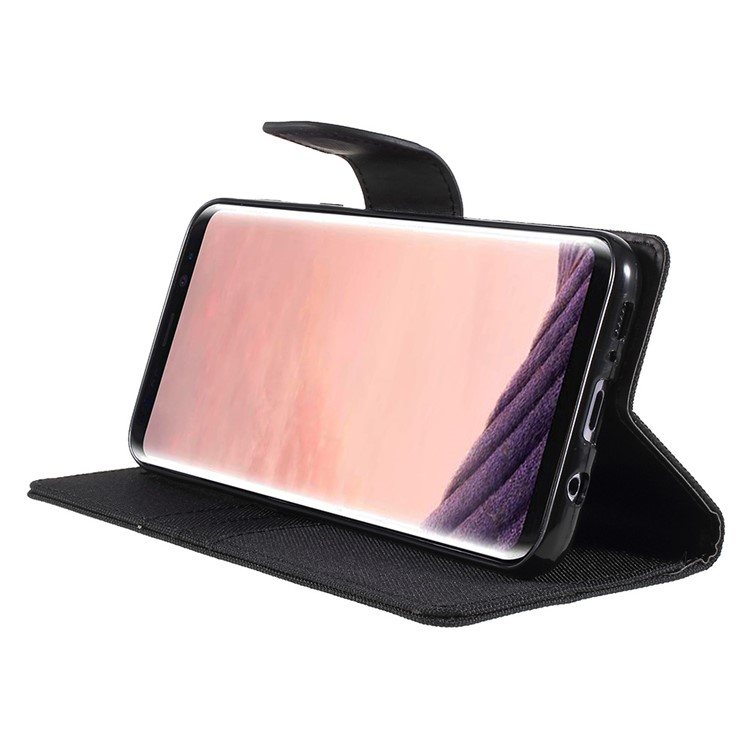 MERCURY GOOSPERY Canvas Diary Leather Wallet Case for Samsung Galaxy S8 Plus SM-G955 - Black-4