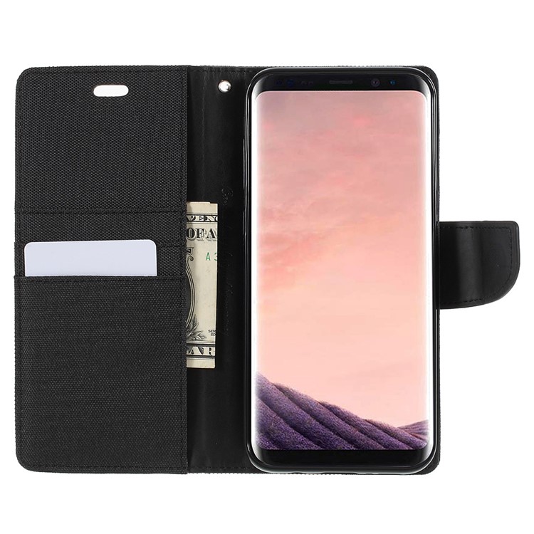 MERCURY GOOSPERY Canvas Diary Leather Wallet Case for Samsung Galaxy S8 Plus SM-G955 - Black-6