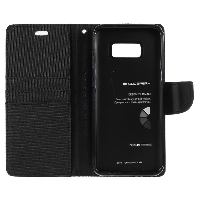 MERCURY GOOSPERY Canvas Diary Leather Wallet Case for Samsung Galaxy S8 Plus SM-G955 - Black-7