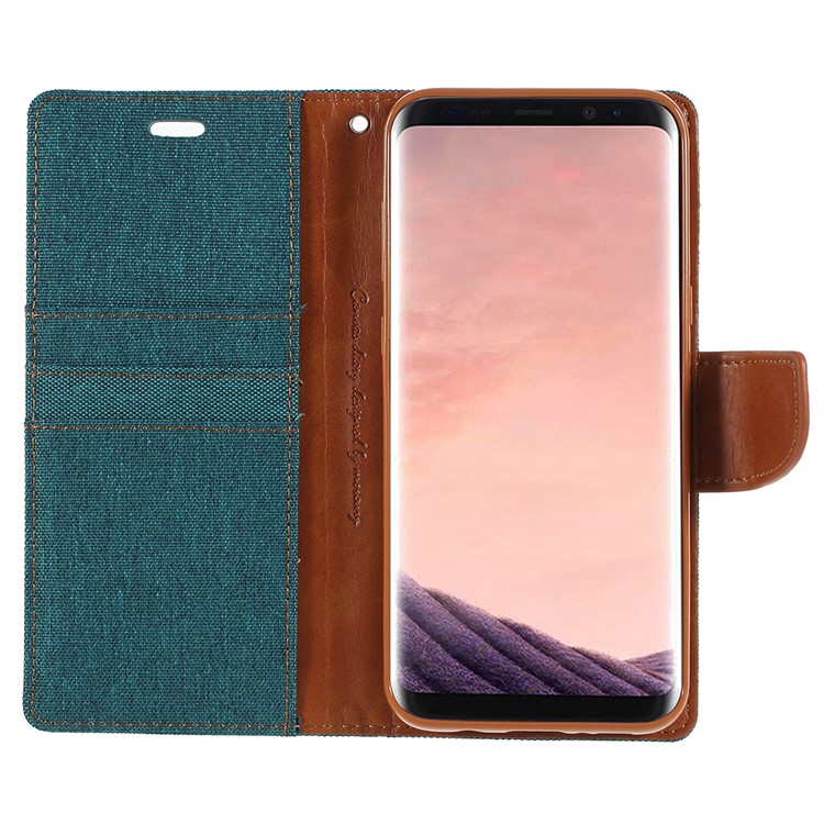 MERCURY GOOSPERY Canvas Diary PU Leather Protection Mobile Phone Cover for Samsung Galaxy S8 Plus SM-G955 - Green-6
