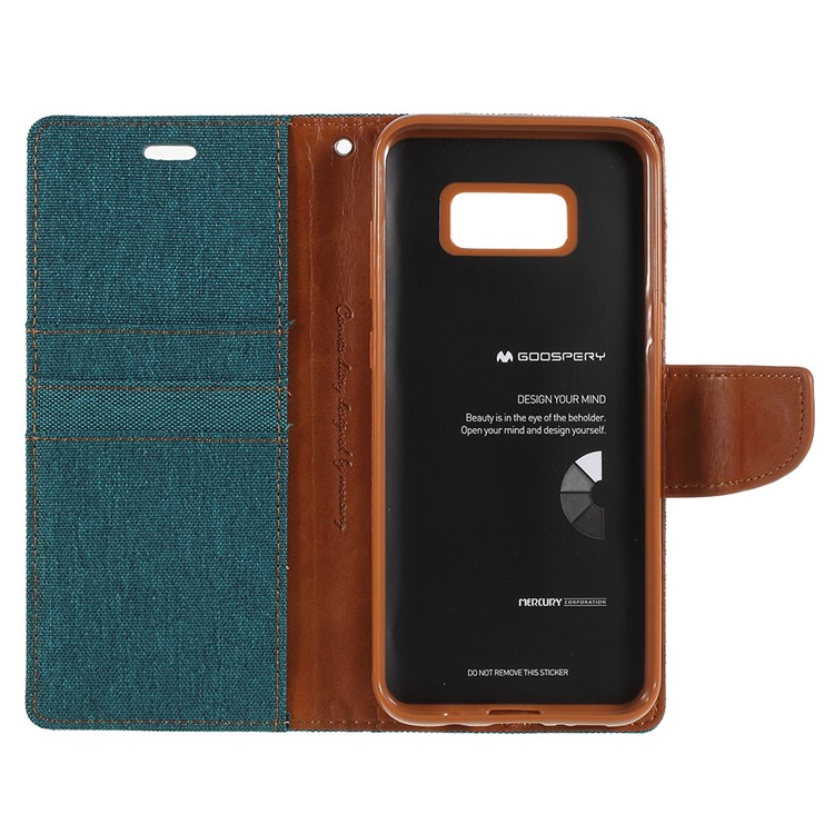 MERCURY GOOSPERY Canvas Diary PU Leather Protection Mobile Phone Cover for Samsung Galaxy S8 Plus SM-G955 - Green-7