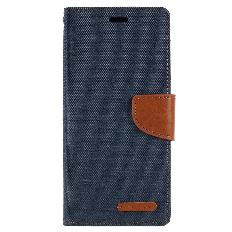 MERCURY GOOSPERY Canvas Diary Leather Phone Case Accessory for Samsung Galaxy S8 Plus SM-G955 - Dark Blue-1