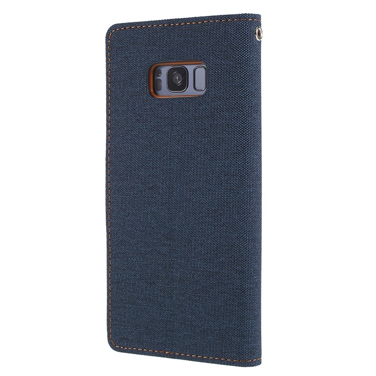 MERCURY GOOSPERY Canvas Diary Leather Phone Case Accessory for Samsung Galaxy S8 Plus SM-G955 - Dark Blue-3