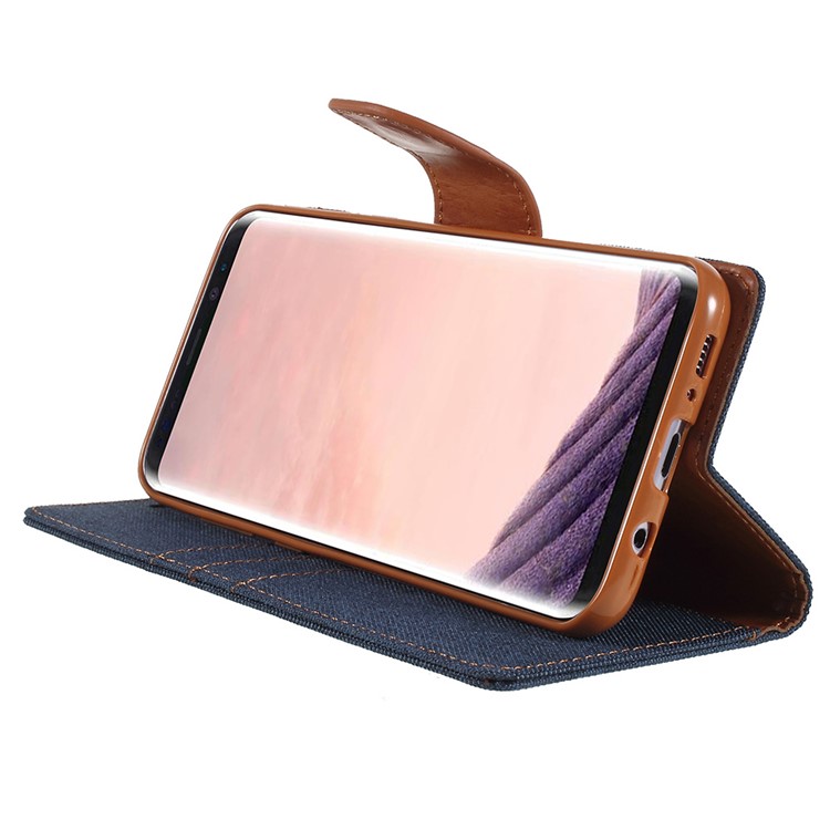 MERCURY GOOSPERY Canvas Diary Leather Phone Case Accessory for Samsung Galaxy S8 Plus SM-G955 - Dark Blue-4