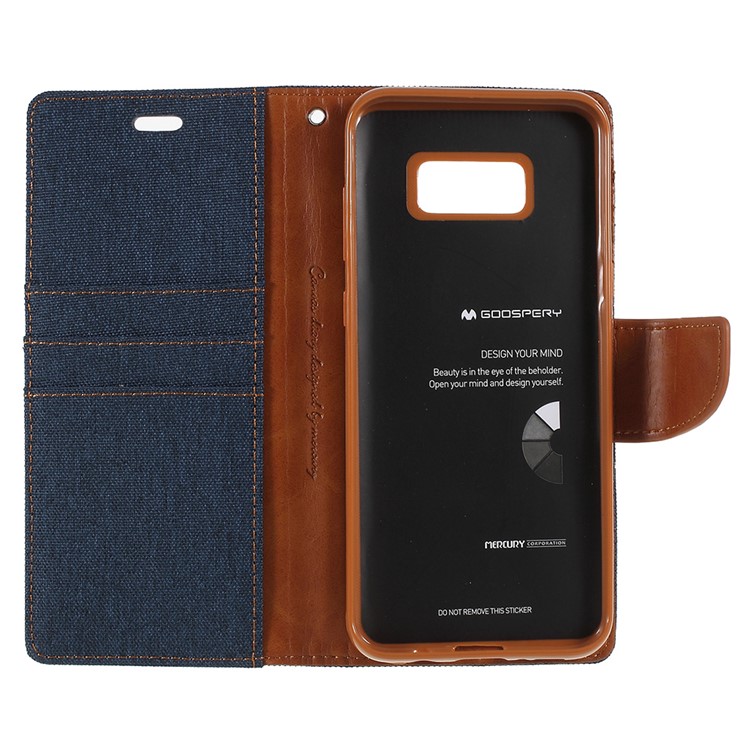MERCURY GOOSPERY Canvas Diary Leather Phone Case Accessory for Samsung Galaxy S8 Plus SM-G955 - Dark Blue-7