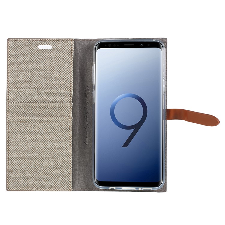 MERCURY GOOSPERY Milano Diary Leather Wallet Phone Case for Samsung Galaxy S9+ G965 - Khaki-6