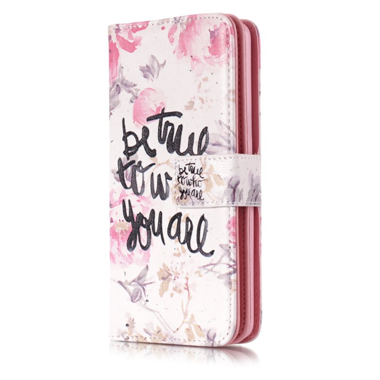 Pattern Printing 9-Slot Wallet Stand Leather Case for Samsung Galaxy S9 G960 - Words and Flowers-2