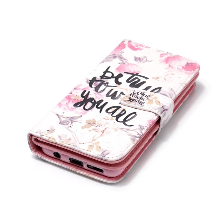 Pattern Printing 9-Slot Wallet Stand Leather Case for Samsung Galaxy S9 G960 - Words and Flowers-5