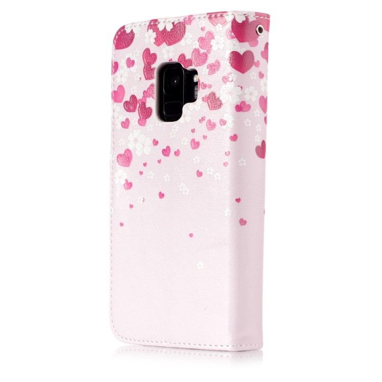 Patterned Wallet Stand Leather Phone Case for Samsung Galaxy S9 G960 - Love Hearts-2