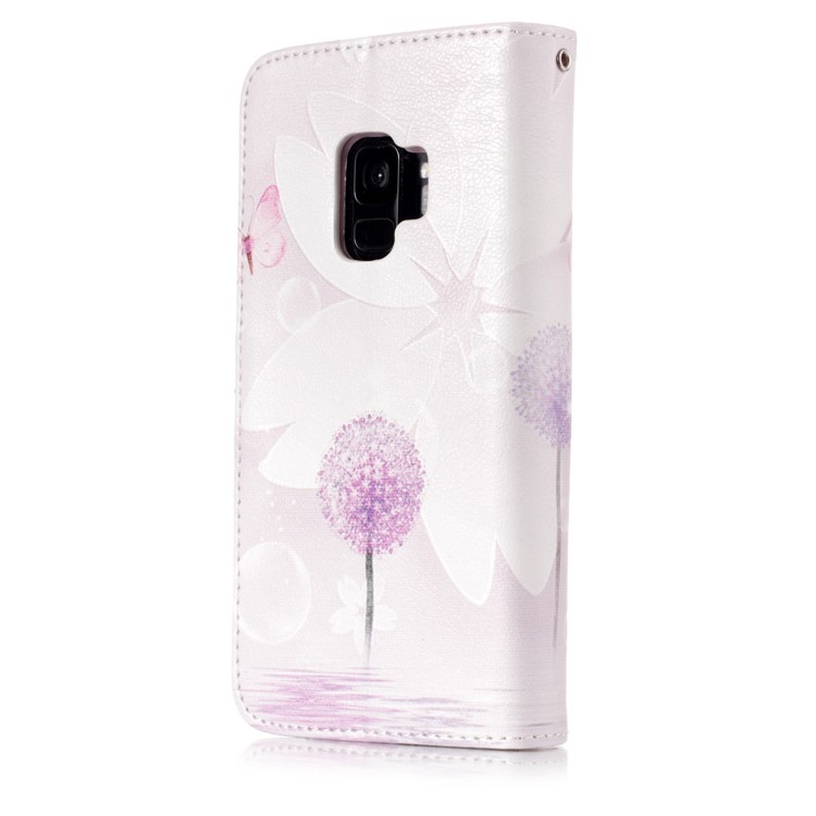Pattern Printing Wallet Stand Leather Mobile Cover for Samsung Galaxy S9 G960 - Dandelion-2