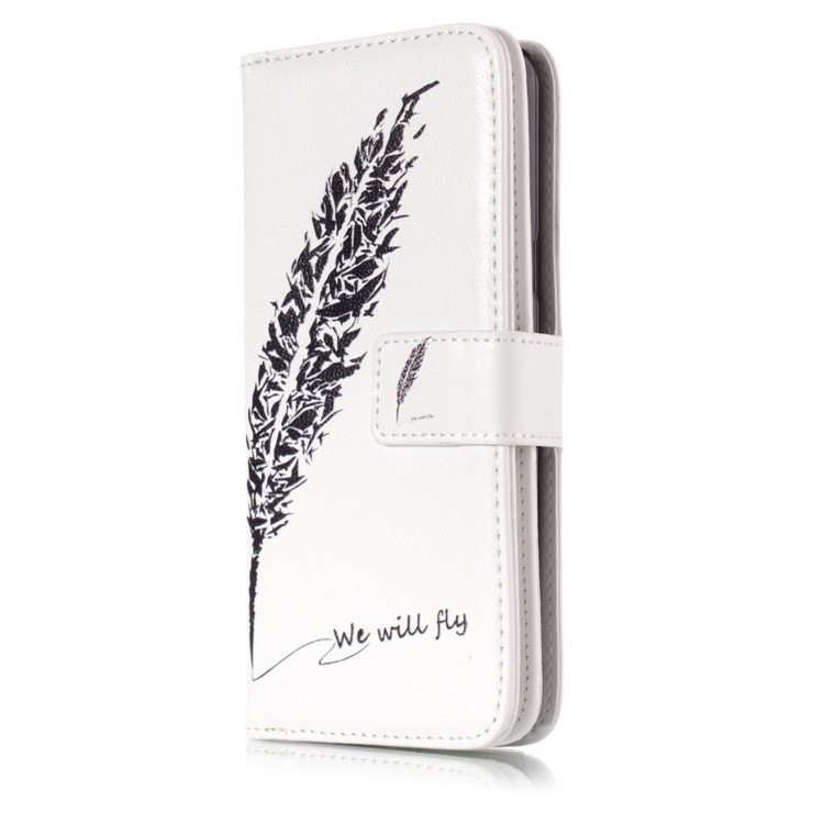 Multiple Card Slots Leather Wallet Cellphone Case for Samsung Galaxy S9 G960 - Feather-1
