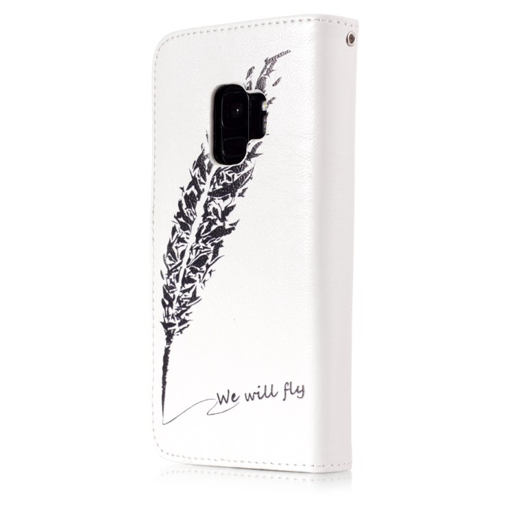 Multiple Card Slots Leather Wallet Cellphone Case for Samsung Galaxy S9 G960 - Feather-2