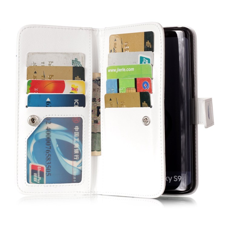 Multiple Card Slots Leather Wallet Cellphone Case for Samsung Galaxy S9 G960 - Feather-6