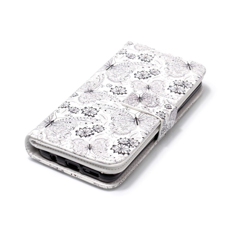 Patterned Wallet Stand Leather Mobile Casing for Samsung Galaxy S9 G960 - Butterflies and Flowers-4