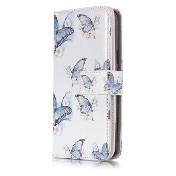 Pattern Printing Wallet Leather Protector Case for Samsung Galaxy S9 G960 - Blue Butterflies-1