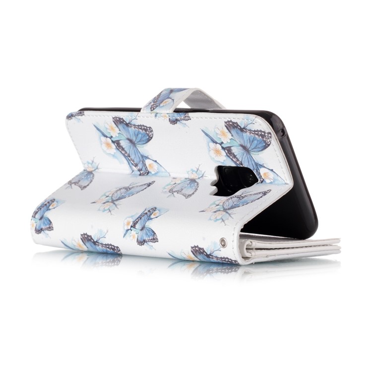 Pattern Printing Wallet Leather Protector Case for Samsung Galaxy S9 G960 - Blue Butterflies-3